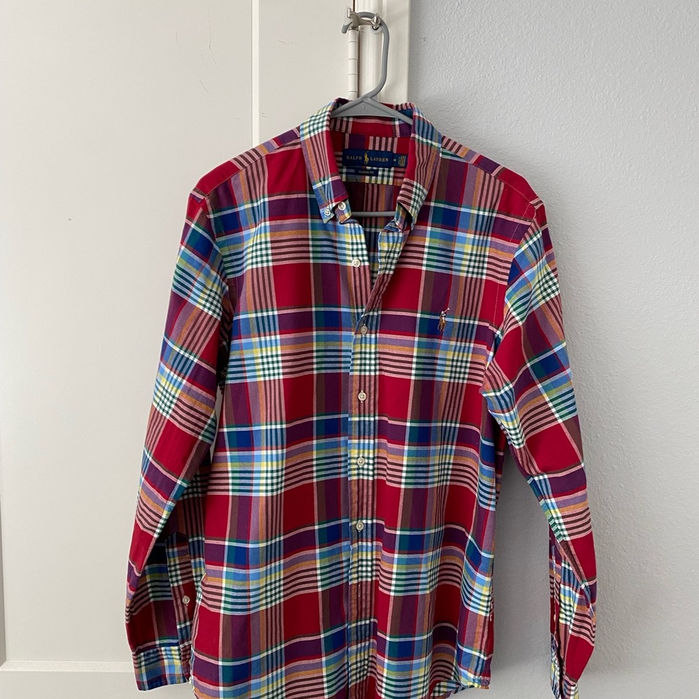 Polo by Ralph Lauren Red and Blue Casual Button Down Shirt